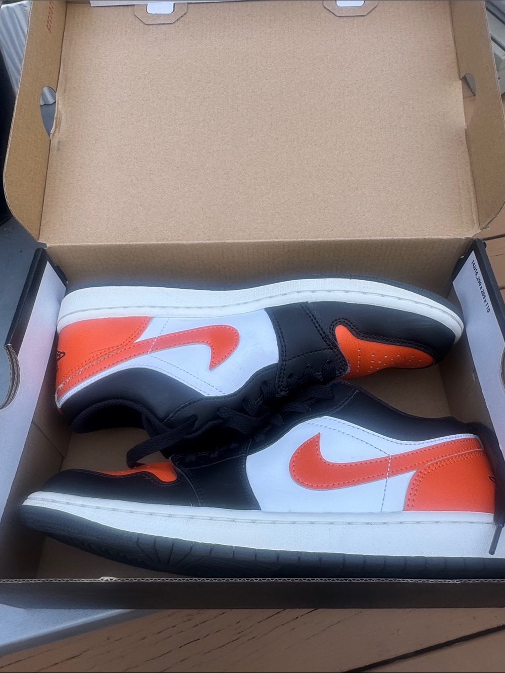 Nike Air Jordan 1 Low - Black/White/Orange Men's Sneakers - Picture 13 of 14